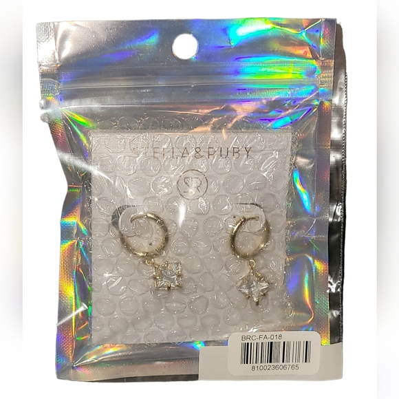 Stella and Ruby square crystal drop huggie - Picture 2 of 6